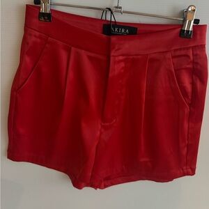 AKIRA Red Women's Satin Shorts Small NWT, Party, Holiday,Festival, Mini, Dressy
